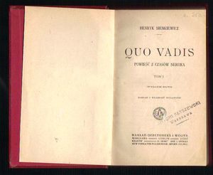 Quo vadis tomy 1,2,3  wyd. 1933
