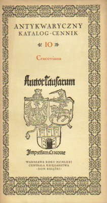 Antykwaryczny Katalog-Cennik..nr 10..Cracoviana