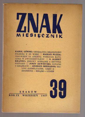 Znak  miesięcznik  nr 39  1957 r