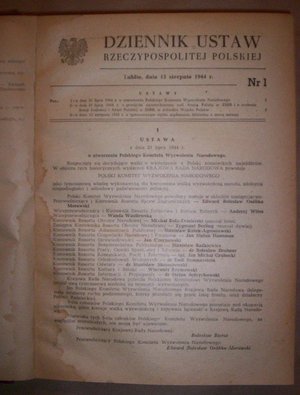 Dziennik Ustaw RP..rok 1944 nr 1-19..rok 1945 nr 1-58..współoprawne