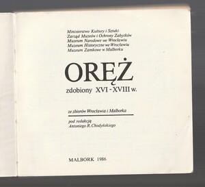 Oręż zdobiony XVI-XVIII w.