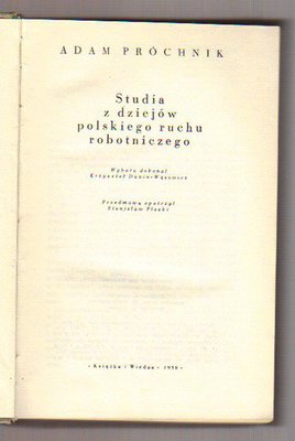 Studia z dziejów polskiego ruchu robotniczego
